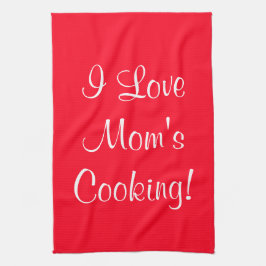 Paño De Cocina Amo a las madres (nombre) cocinando blanco rojo