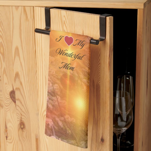 Paño De Cocina Amo A Mamá, Navidades Dorados, (Pliegue de tercios)