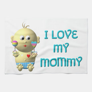 Paño De Cocina Amo a mi mamá Bouncing Baby with Heart & Rattles
