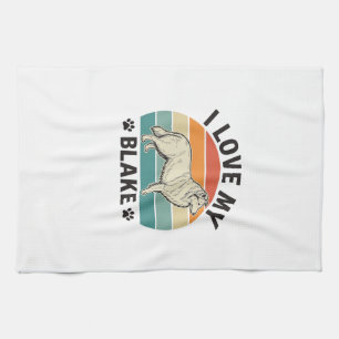 Paño De Cocina Amo a mi perro Blake Diseño de grabado retro_1