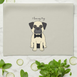 Paño De Cocina Amo a mi Pug