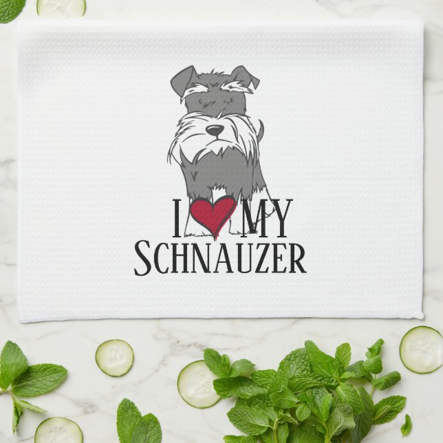 Paño De Cocina Amo a mi Schnauzer (Doblado)