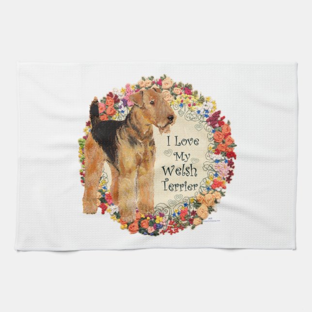 Paño De Cocina Amo a mi terrier galés (Horizontal)