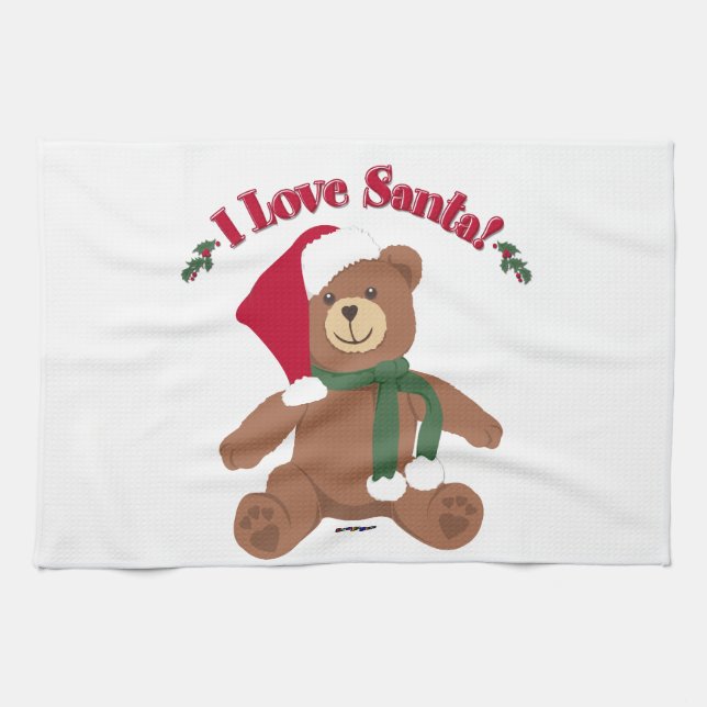 Paño De Cocina ¡Amo a Santa! Navidades Teddy Bear (Horizontal)