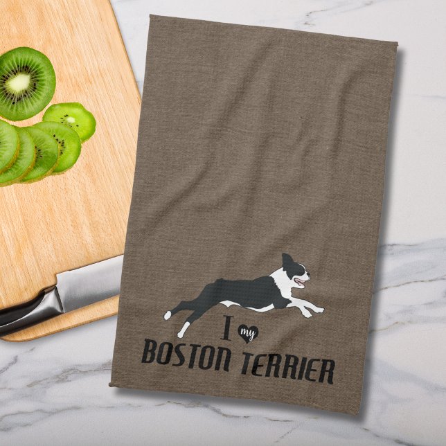 Paño De Cocina Amo mi Terrier de Boston (I love my Boston Terrier kitchen towel)