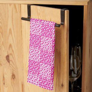 Paño De Cocina Amor controlado en magenta y blanco