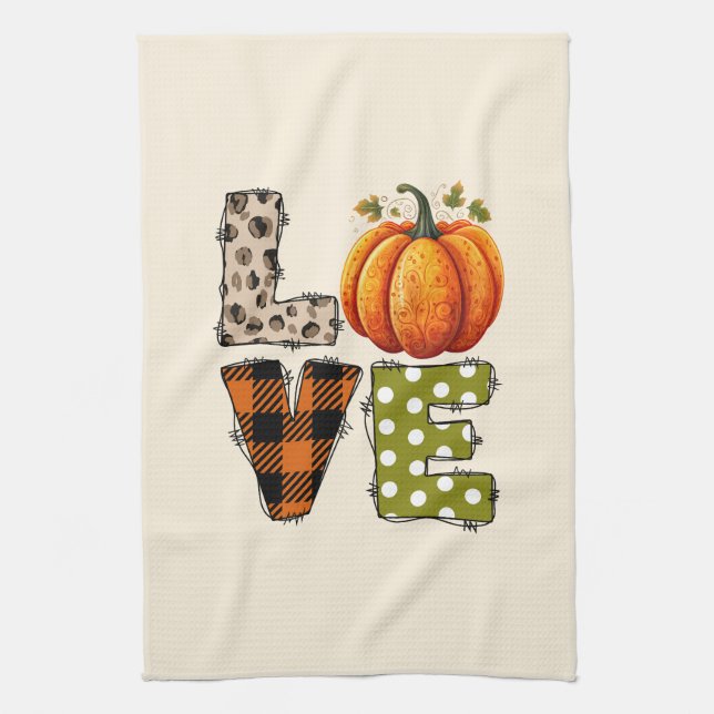 Paño De Cocina AMOR - Cuta calabaza y Papel Polka (Vertical)