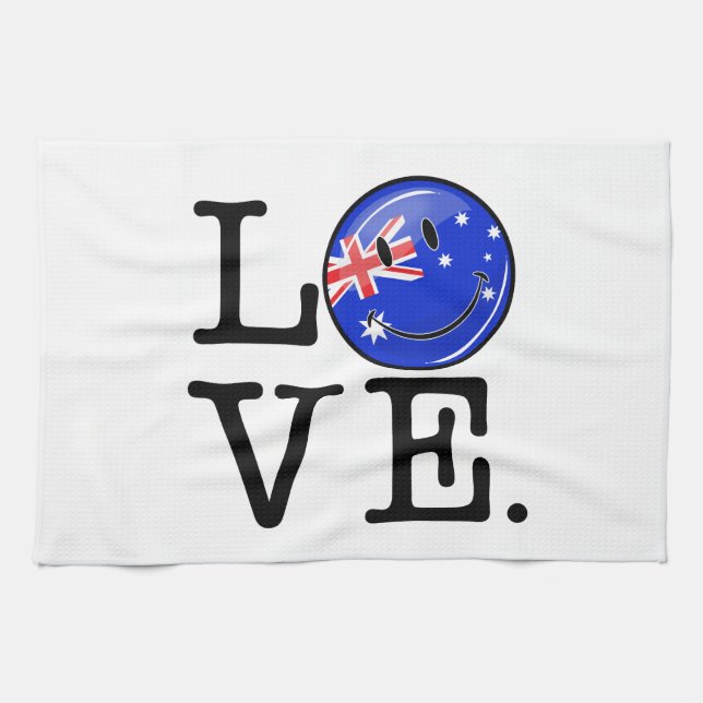 Paño De Cocina Amor de la bandera sonriente de Australia (Horizontal)