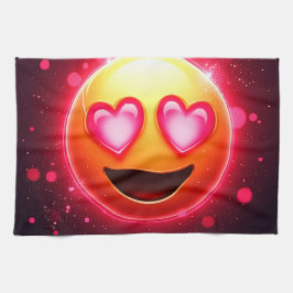 Paño De Cocina Amor Emoji Struck Resplandor de corazones