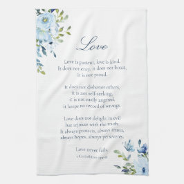Paño De Cocina Amor en Acuarela es Paciente Azul Blanco Cocina