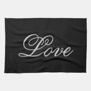 Paño De Cocina Amor Gris Negro Sofisticado