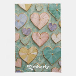 Paño De Cocina Amor Mosaico: Corazones Pastel