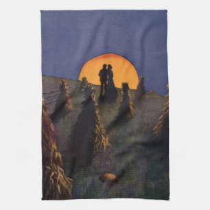 Paño De Cocina Amor y romance vintage, Beso de la luna de cosecha