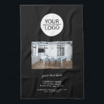 Paño De Cocina Añadir su logotipo Personalizado Textos de la comp<br><div class="desc">Añade tu logotipo con una toalla de cocina negra para la promoción fotográfica de la compañía de texto Personalizado. Añada su foto,  logotipo y personalizar el texto,  nombre de la empresa,  dirección e información de contacto. Promoción o entrega de negocios para sus clientes y socios comerciales.</div>