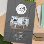 Paño De Cocina Añadir su logotipo Personalizado Textos de la empr<br><div class="desc">Añade tu logotipo con una toalla de cocina gris promotora de fotos de la compañía de texto Personalizado. Añada su foto,  logotipo y personalizar el texto,  nombre de la empresa,  dirección e información de contacto. Promoción o entrega de negocios para sus clientes y socios comerciales.</div>