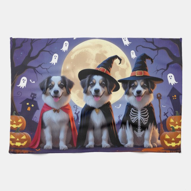 Paño De Cocina Anatolian Shepherd Dogs Pumpkin Halloween Funny (Horizontal)
