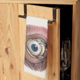 Paño De Cocina Anatomía humana vintage, ojo de oropel con músculo