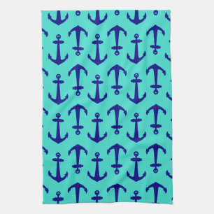 Paño De Cocina Ancla Azul De La Marina En La Decoración De La Cos