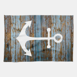 Paño De Cocina ancla blanca en madera