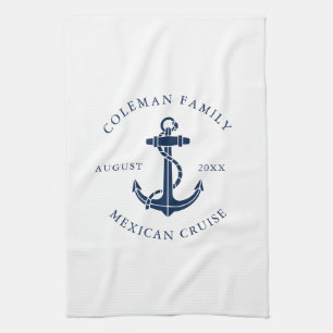 Paño De Cocina Ancla de barco azul marino náutico personalizada