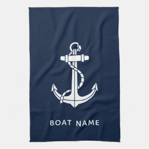 Paño De Cocina Ancla de barco azul marino personalizada