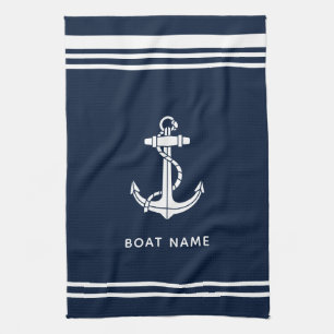 Paño De Cocina Ancla de barco y nombre personalizado moderno