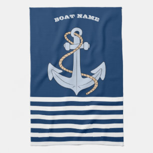 Paño De Cocina Ancla Rayada Azul Marino