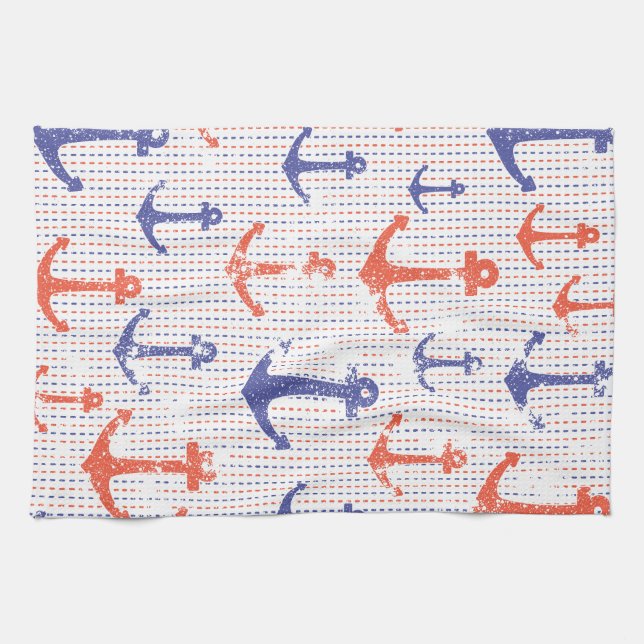 Paño De Cocina Anclas Costeras Americanas (Horizontal)