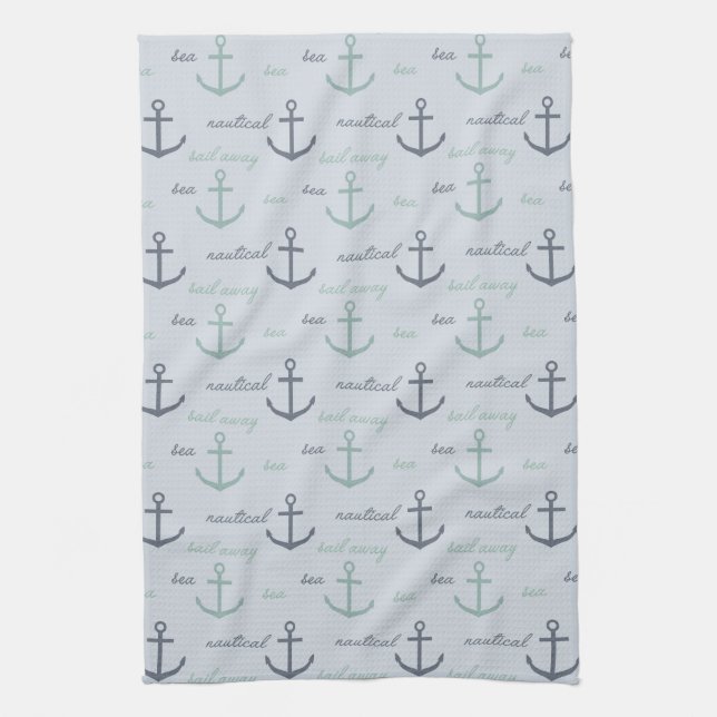 Paño De Cocina Anclas náuticas del océano azul de playa (Vertical)