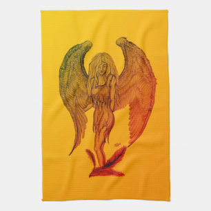 Paño De Cocina Ángel al estilo tatuaje