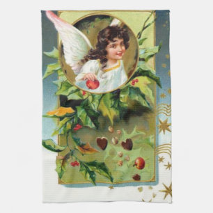 Paño De Cocina Ángel bonito con acebo