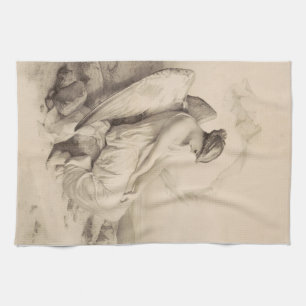 Paño De Cocina Ángel cristiano sentado sobre una piedra