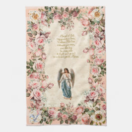 Paño De Cocina Ángel de protección floral rosa de bonito