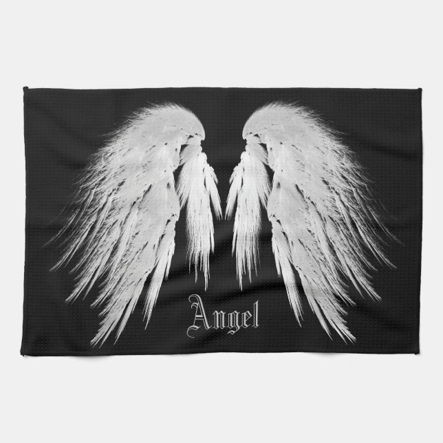 Paño De Cocina ANGEL WINGS Gray Touathers Nombre personalizado (Horizontal)
