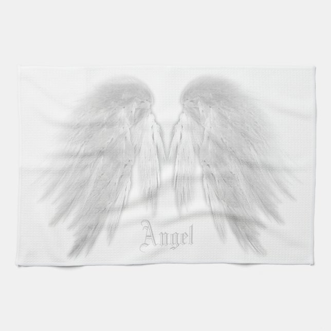 Paño De Cocina ANGEL WINGS White Custom Name (Horizontal)
