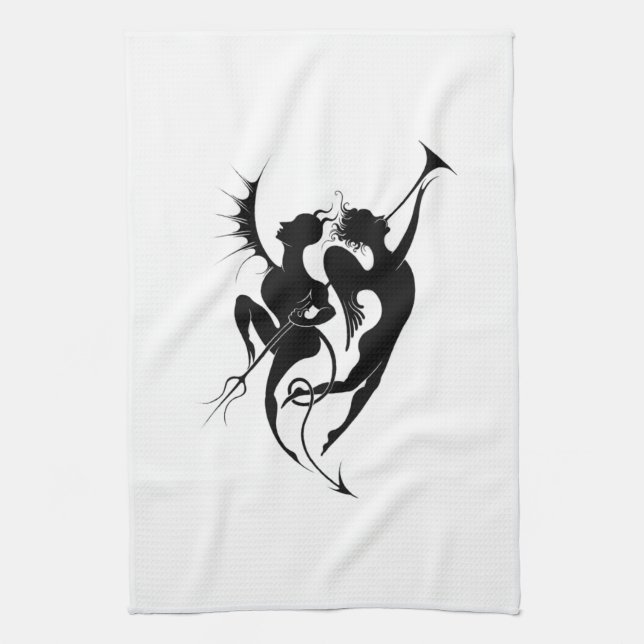 Paño De Cocina Ángel y silueta malvada (Vertical)