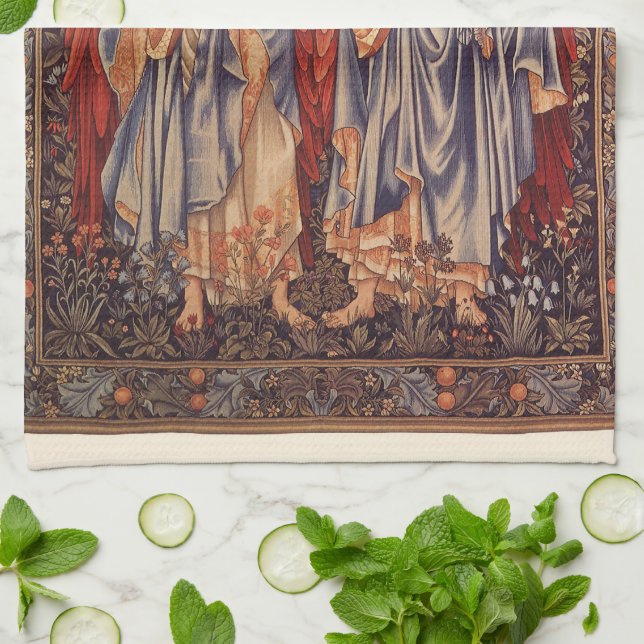 Paño De Cocina Angeli Laudantes (Ángeles que alaban) de Burne Jon (Doblado)