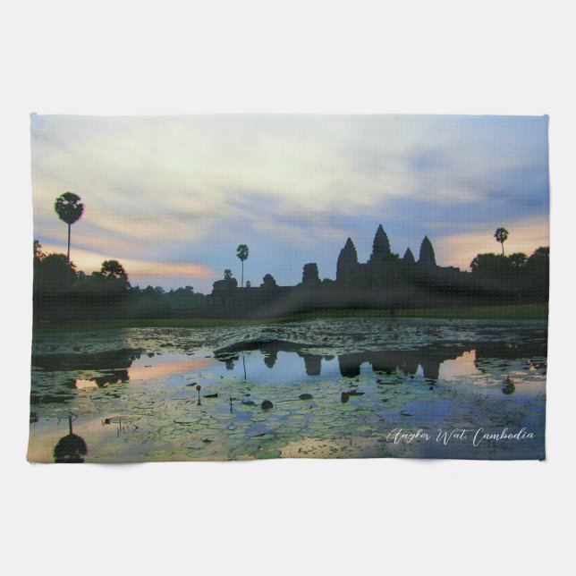 Paño De Cocina Angkor Wat, Camboya Sunrise Reflection (Horizontal)