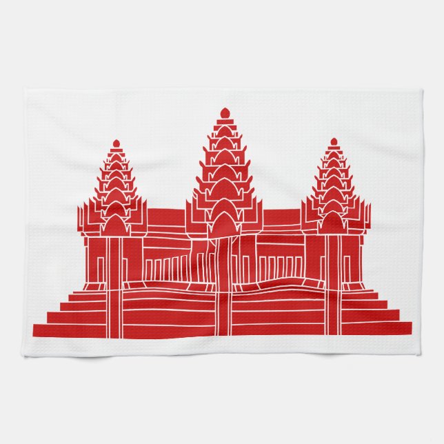 Paño De Cocina Angkor Wat Camboyan / Bandera Jemer (Horizontal)