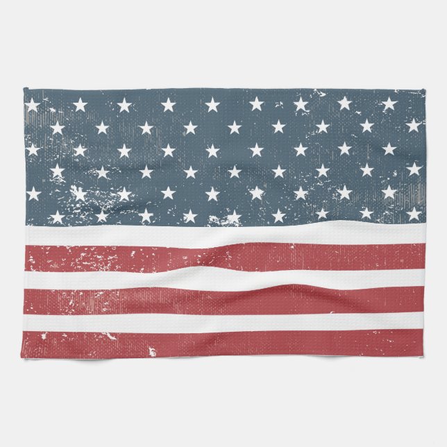 Paño De Cocina angustiada bandera estadounidense (Horizontal)