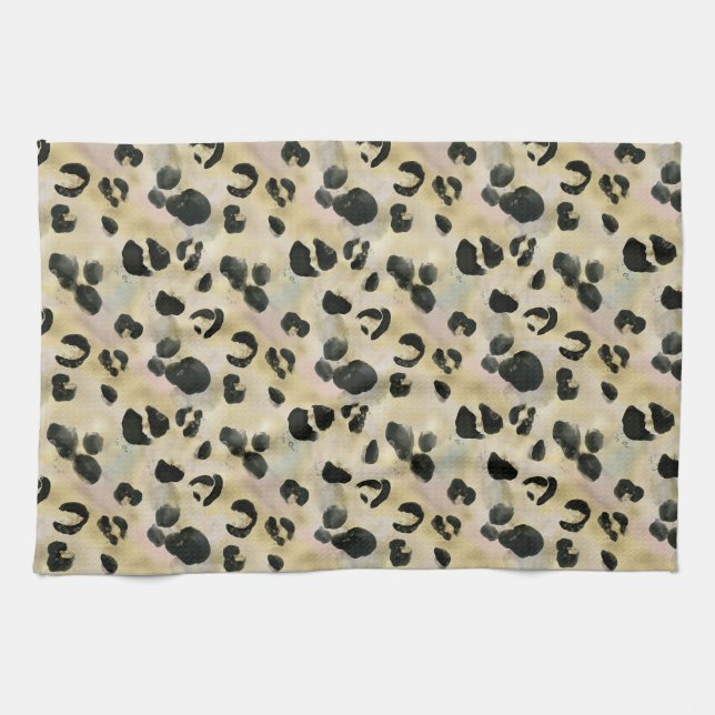 Paño De Cocina Animales Cheetah Imprimir negro, oro (Horizontal)