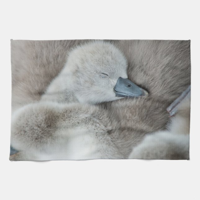 Paño De Cocina Animales de bebé más afectados | Baby Mute Swan (Horizontal)