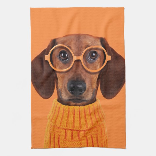 Paño De Cocina Animales de bebé más afectados | Dachshund Naranja (Vertical)