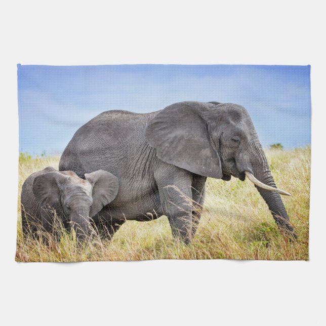 Paño De Cocina Animales de bebé más afectados | Elefante africano (Horizontal)