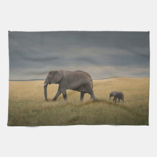 Paño De Cocina Animales de bebé más afectados   Familia Elefante 