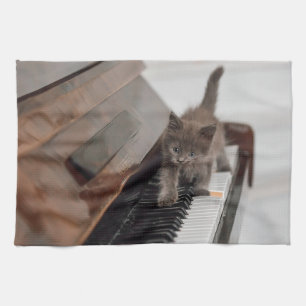 Paño De Cocina Animales de bebé más afectados   Gatito en piano