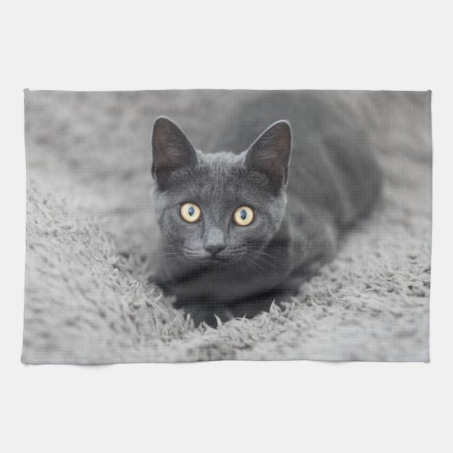 Paño De Cocina Animales de bebé más afectados | Gato gris (Horizontal)