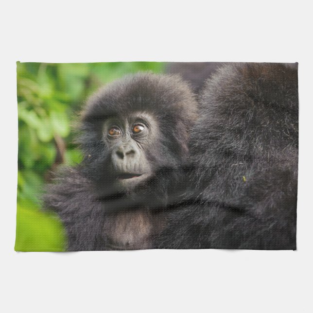 Paño De Cocina Animales de bebé más afectados | Gorila de montaña (Horizontal)