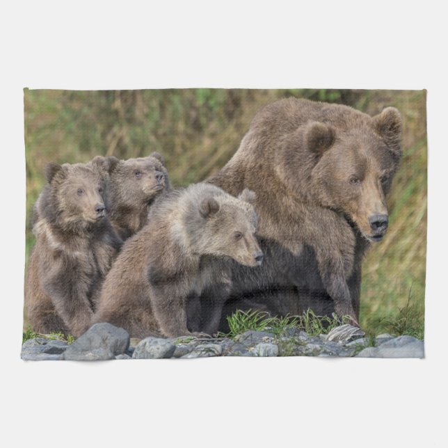 Paño De Cocina Animales de bebé más afectados | Kodiak Mama Bear  (Horizontal)