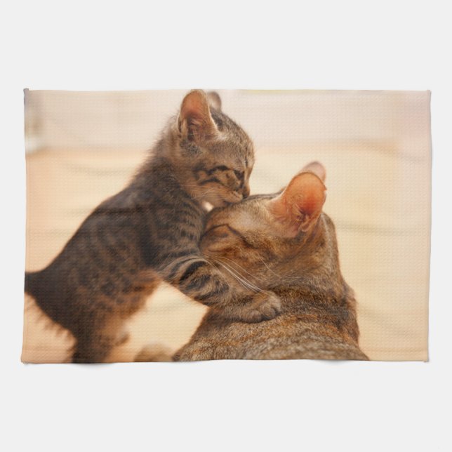 Paño De Cocina Animales de bebé más afectados | Tabby Kitten Kiss (Horizontal)